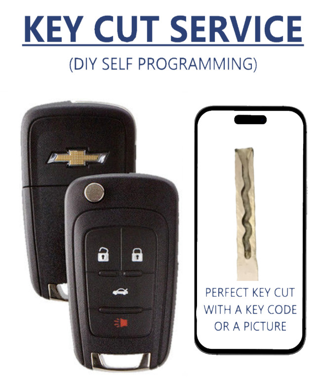 KEY CUT SERVICE +  Chevrolet Flip Remote Key 2010 - 2017 DIY PROGRAMMING
