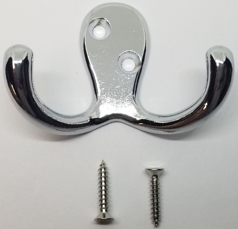 POLISHED CHROME Double Hook coat hat jacket wall vintage rustic octopus aluminum