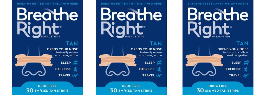 Breathe Right Nasal Strips Tan Small/Medium Strip 30ct (3 Pack)
