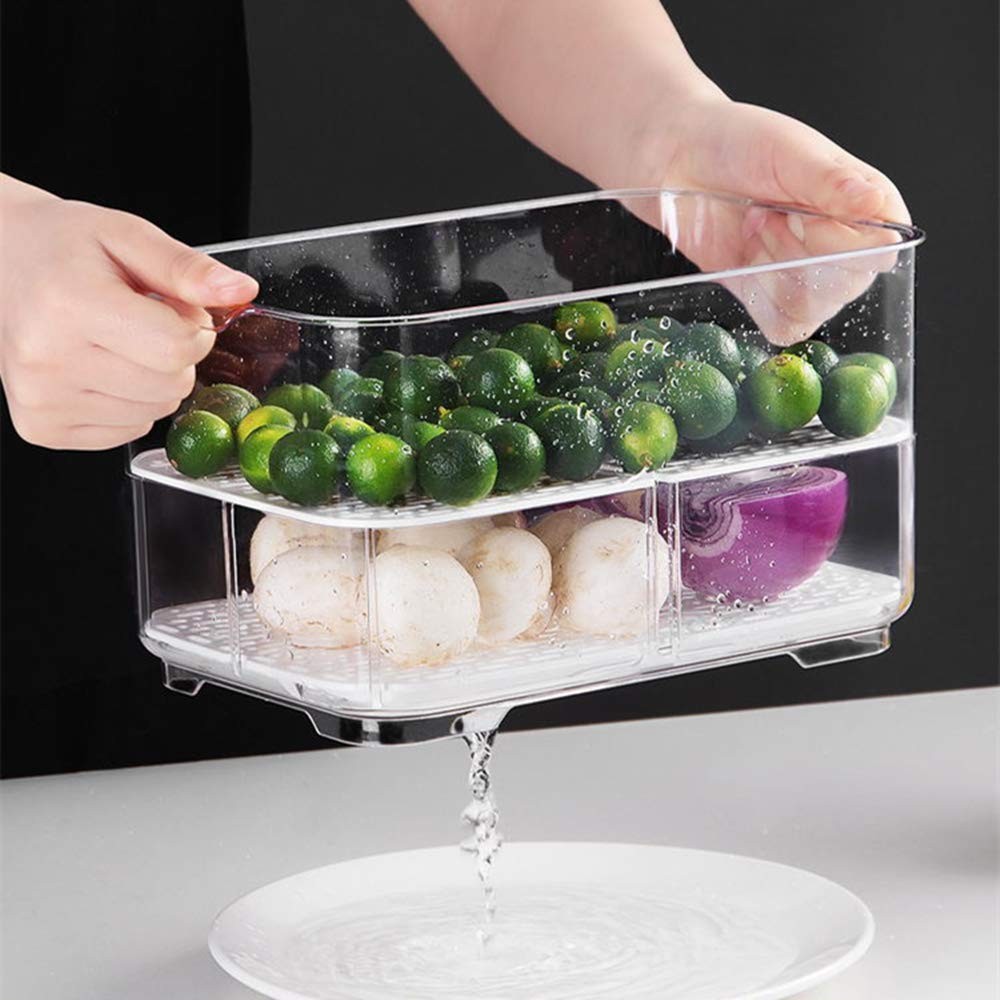 SANNO Vegetable Fruit Storage Containers Food Fridge Produce Save Stackable