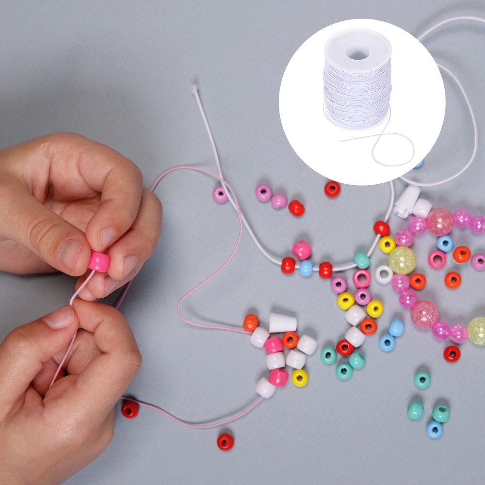 1mm 109 Yards Elastic String Cord Elastic Thread Beading String Cord, White