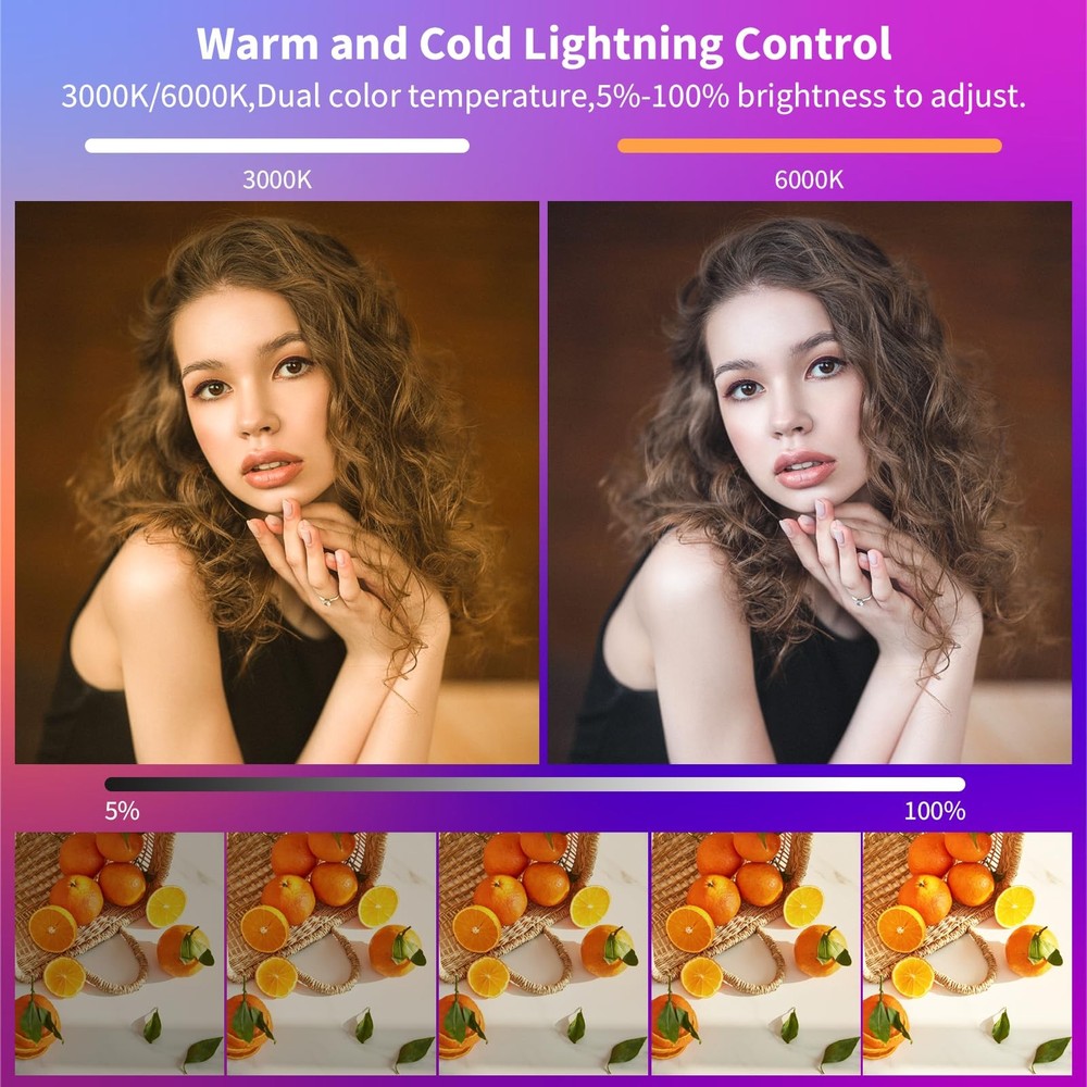 LUXCEO RGB Video Light, Portable LED Camera Light Panel, Dimmable 3000K-6000K...
