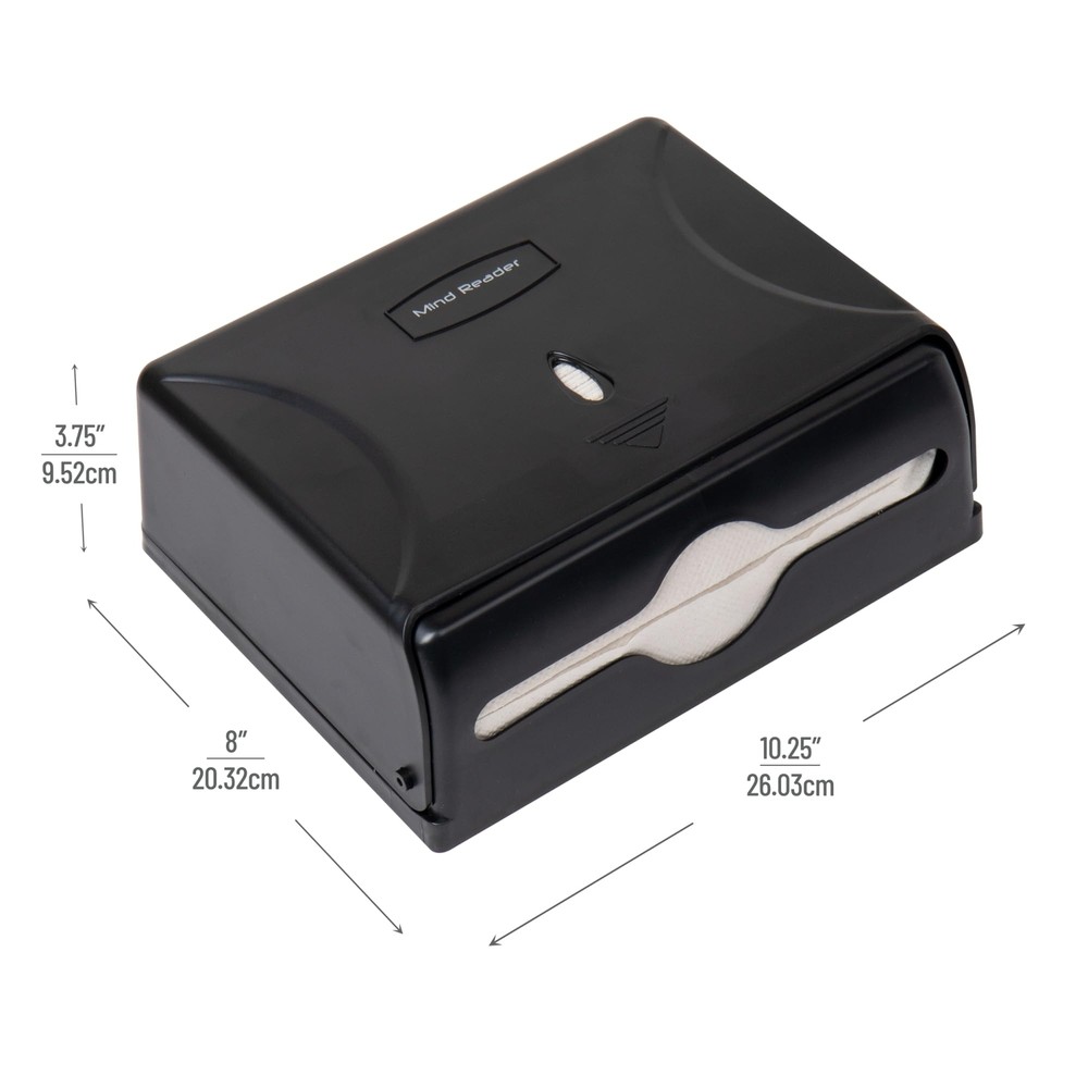 Mind Reader Tri-Fold Paper Towel Dispenser for Restroom Wall Mount Black
