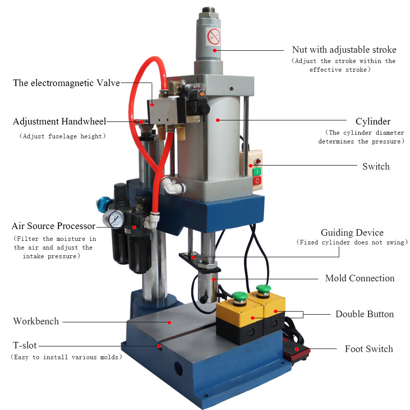 TECHTONGDA 110V 1763Lb/800kg Pneumatic Punch Machine No Display Controller
