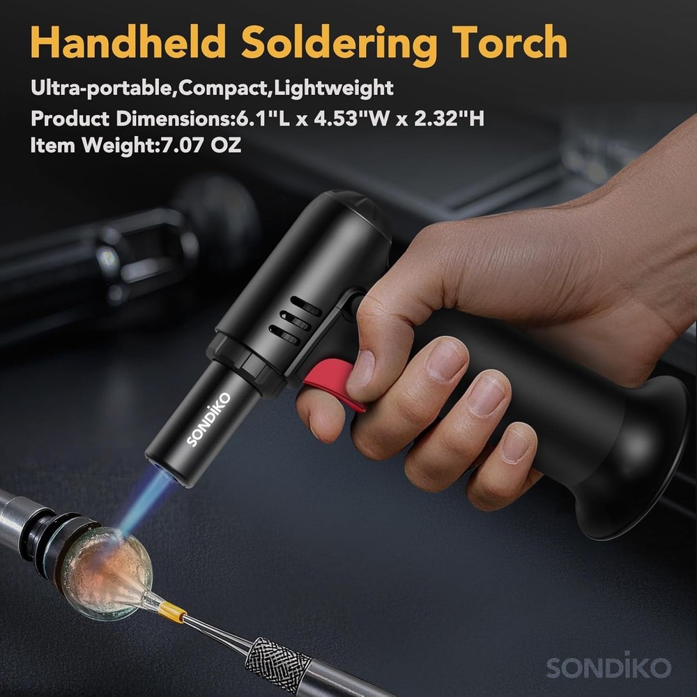 Butane Torch Lighter with Visible Fuel Window, Refillable Soldering Torch wit...