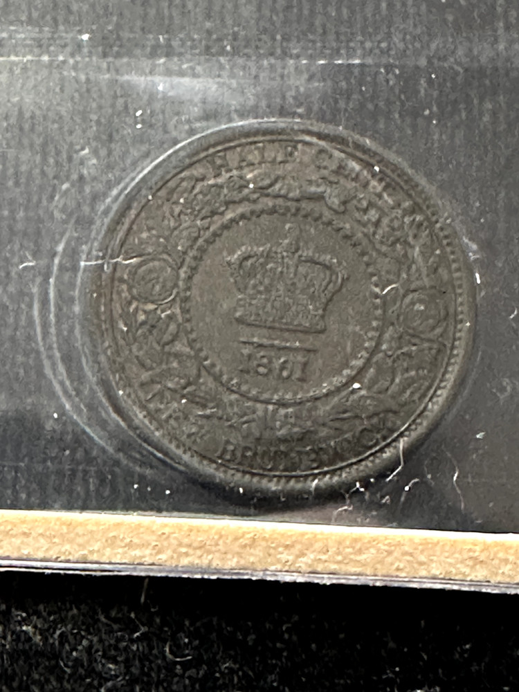 1861 ICCS Graded New Brunswick, ¢1/2 Cent**MS-60** Cert# XZG 409