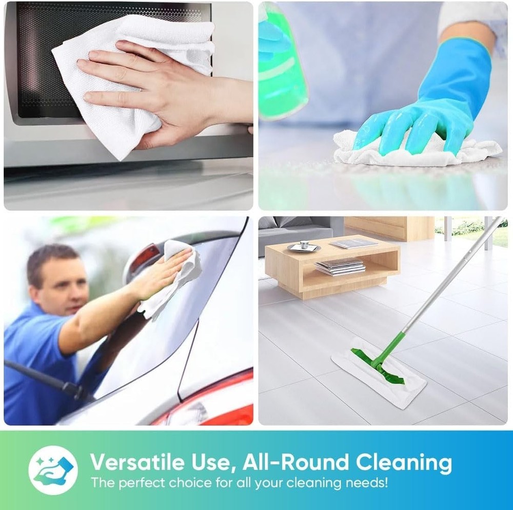 White Microfiber Towels, 10 Pack - Versatile Cleaning Rags for All Needs