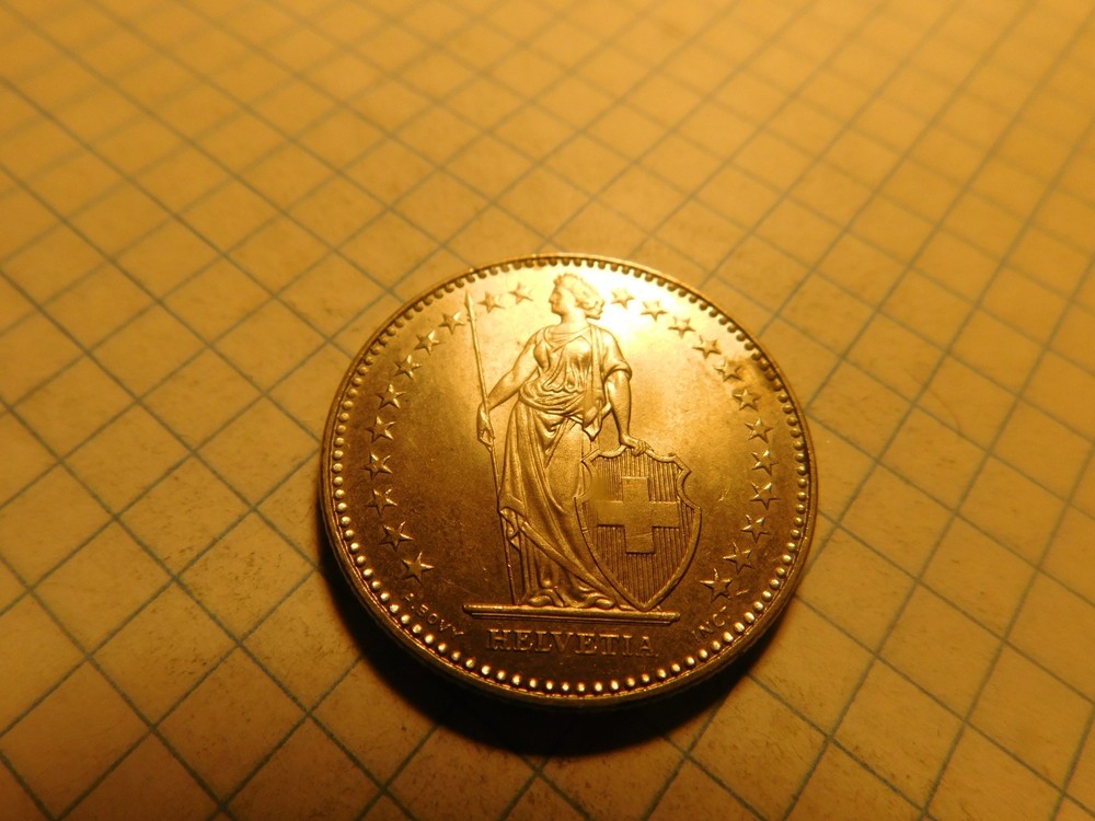 SWITZERLAND 2 FRANCS 1988 B # 1098
