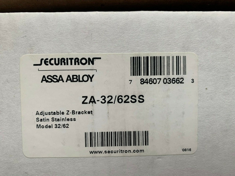 Securitron Assa Abloy ZA-32/62SS Adjustable Z-Bracket