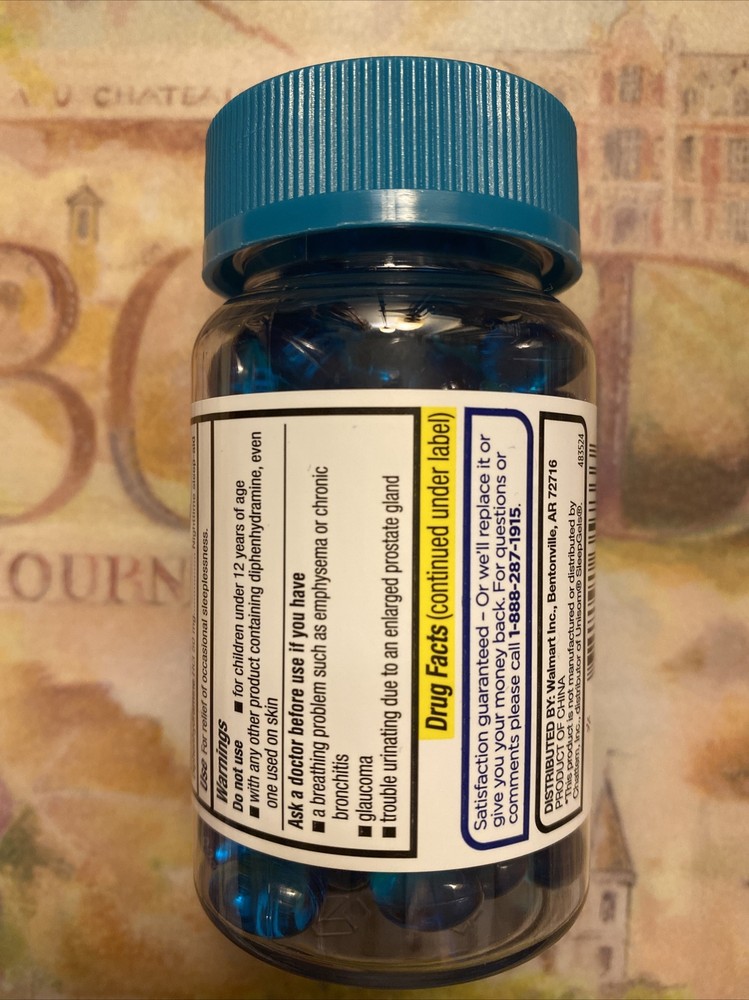Equate Maximum Strength Sleep-Aid Softgels, 100 Count, EXP 12/2025.
