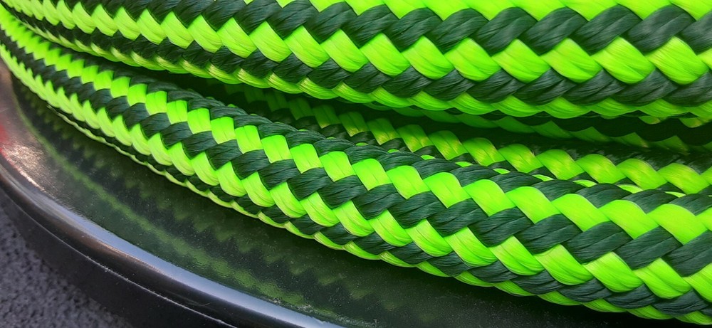 9/16 x 100 ft. Double Braid-Yacht Braid Polyester Rope. Hunter/Lime