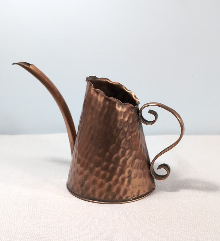 Vintage Gregorian Hand Hammered Solid Copper Watering Can Pitcher Garden Decor