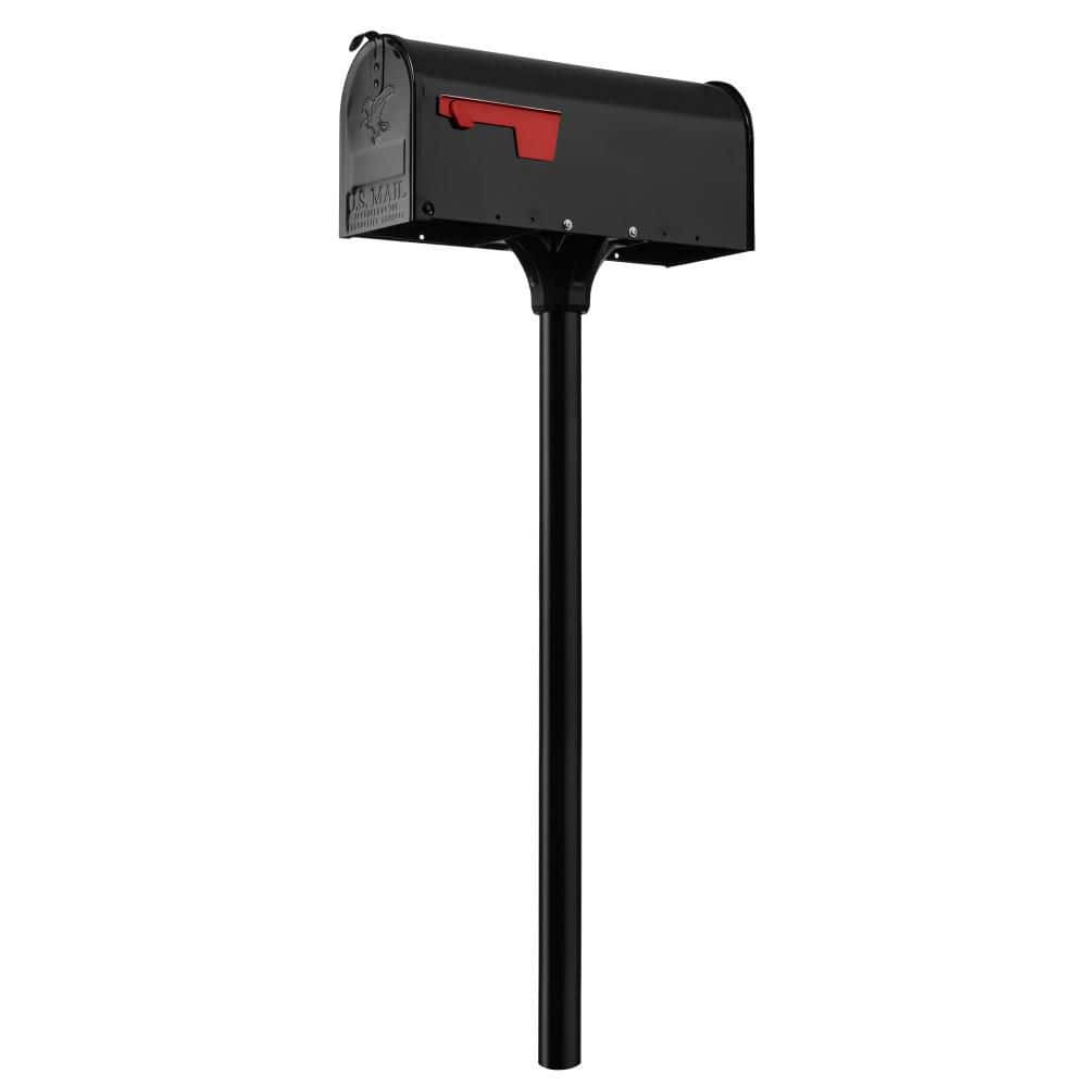 Architectural Mailboxes Elite Black Medium Galvanized Steel Mailbox Post Kit