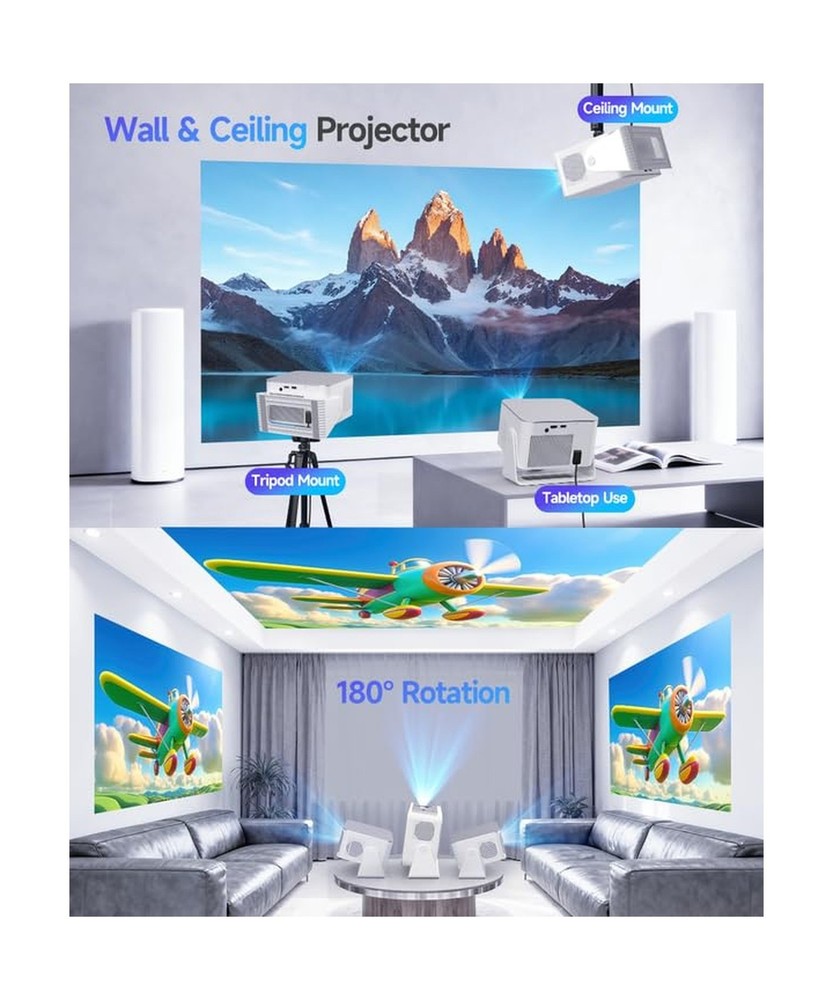 Android 14 Mini Projector with 4K 8K Support, Smart Projector with Wifi and B...