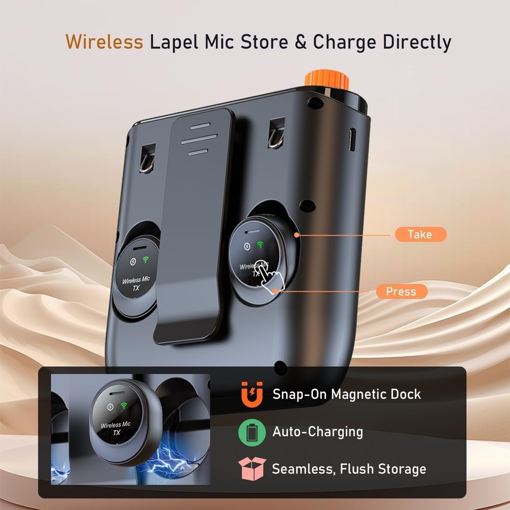 Portable Wireless Voice Amplifier - Lapel Mic + Charging Storage for Training