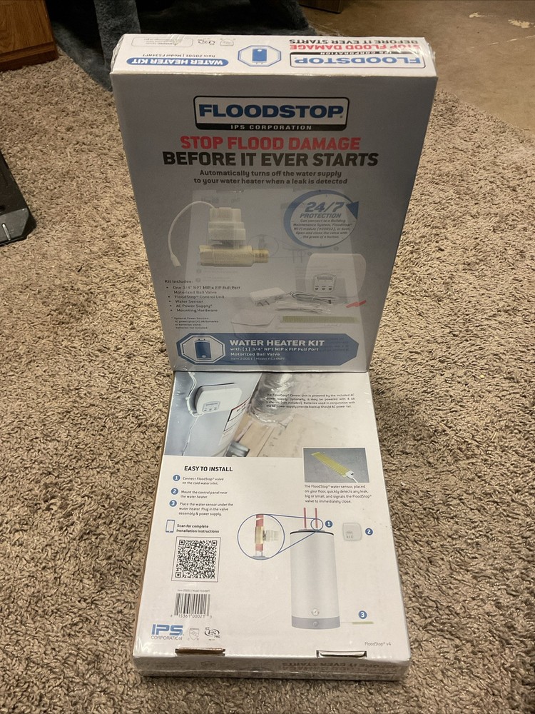 Water Heater Floodstop w/ 3/4" Ball Valve, Control Box, Sensor