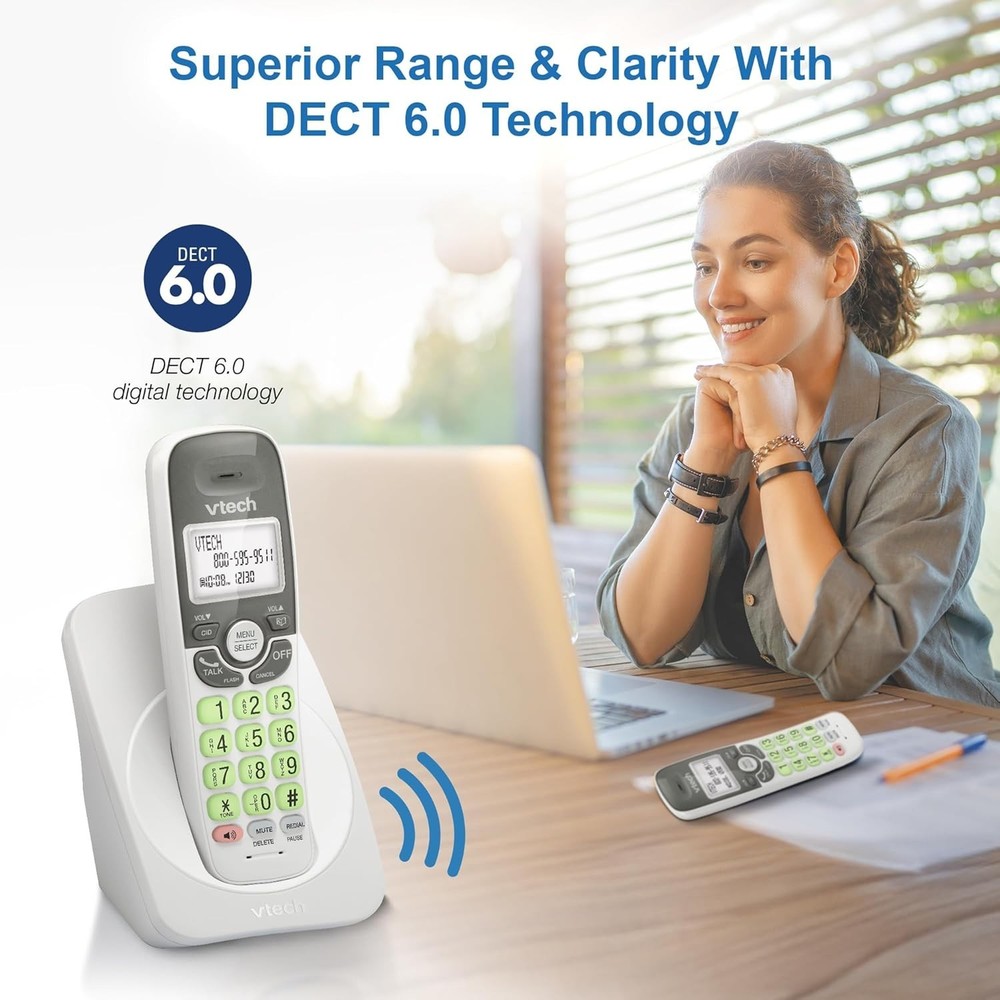 Cordless Phone with DECT 6.0, Full-Duplex Speakerphone, Lighted Display, Back...