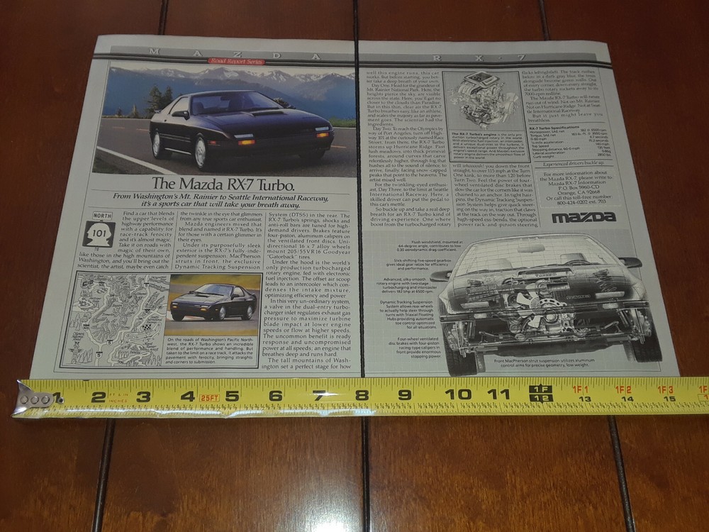 1988 MAZDA RX7 TURBO ORIGINAL 2 PAGE AD