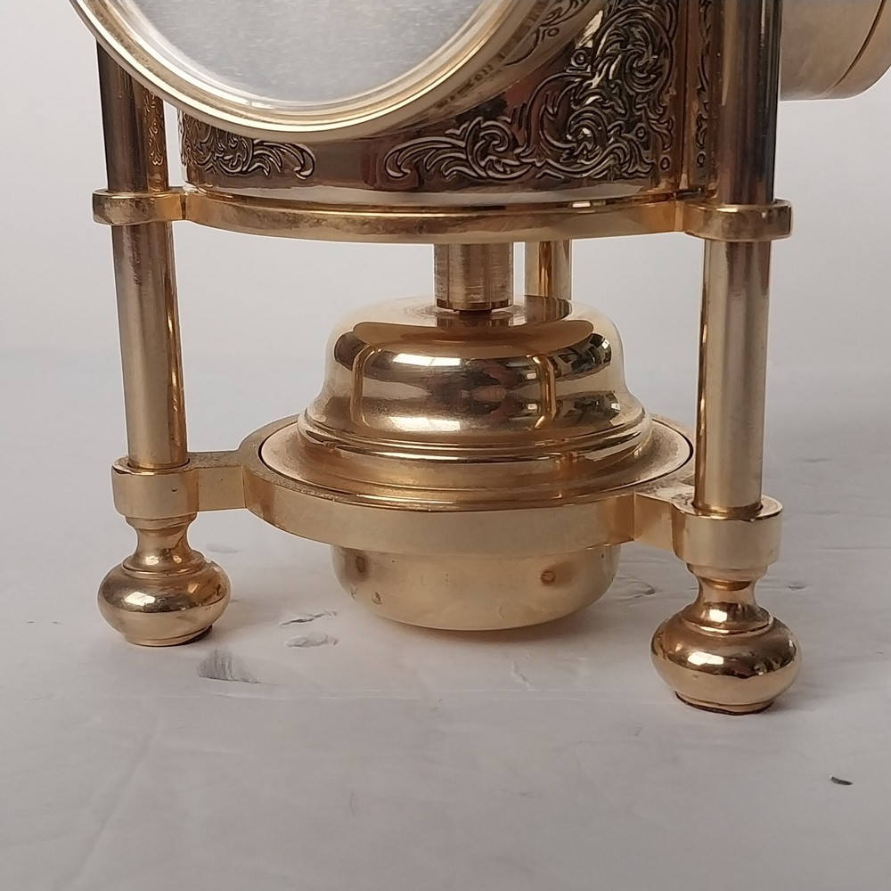 NAUTICAL 3-SIDED BRASS - CLOCK, BAROMETER, THERMOMETER & COMPASS WORKING