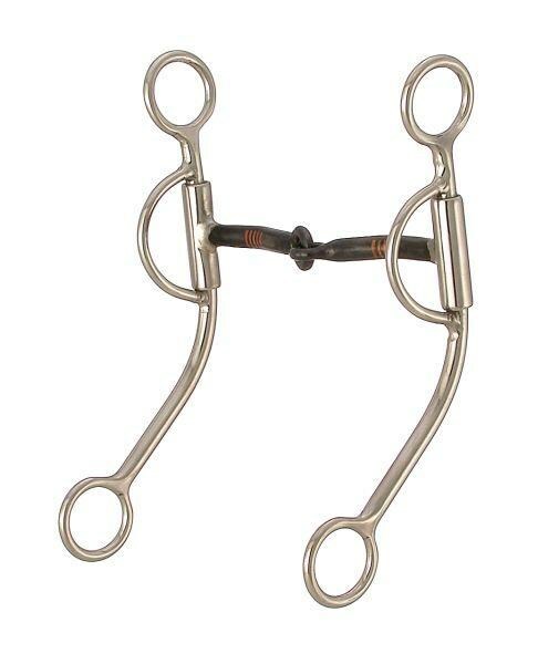Shanked Snaffle Bit - 8" Cheeks - Sweet Iron - Copper Inlay - 5" mouth