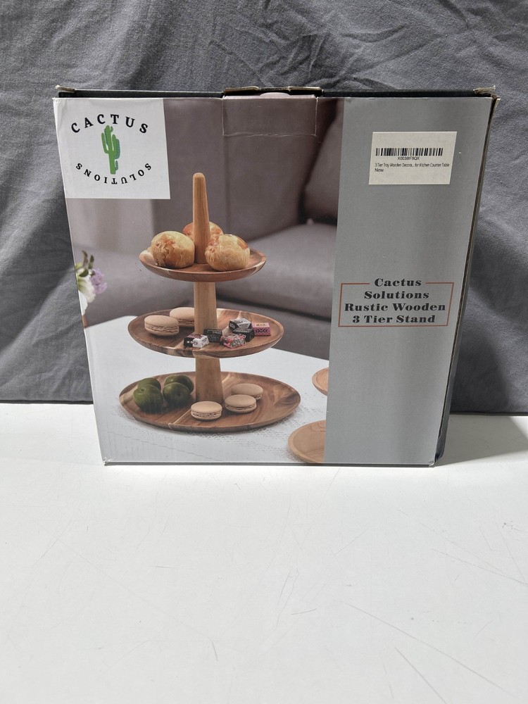 Cactus Solutions Rustic Wooden 3 Tier Stand