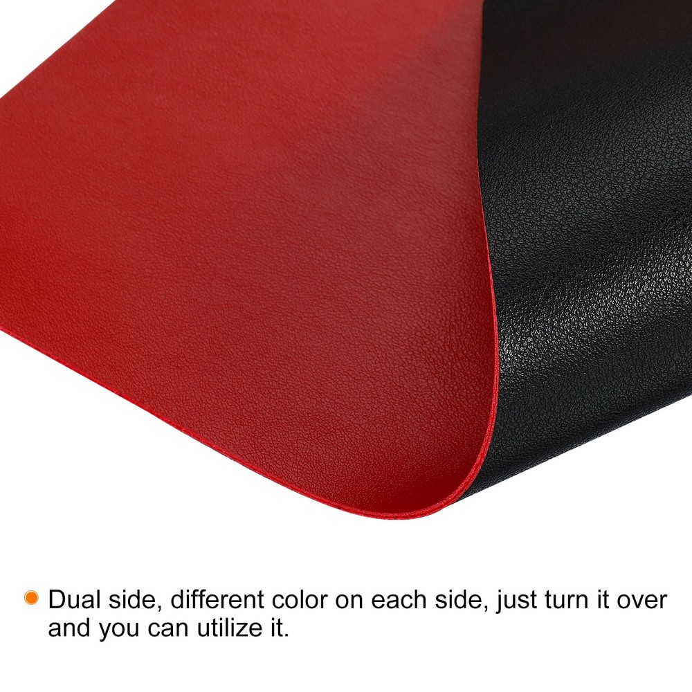 28"x14" Desk Mat Protector, PU Leather Dual Side Mouse Pad Mat, Black/Red