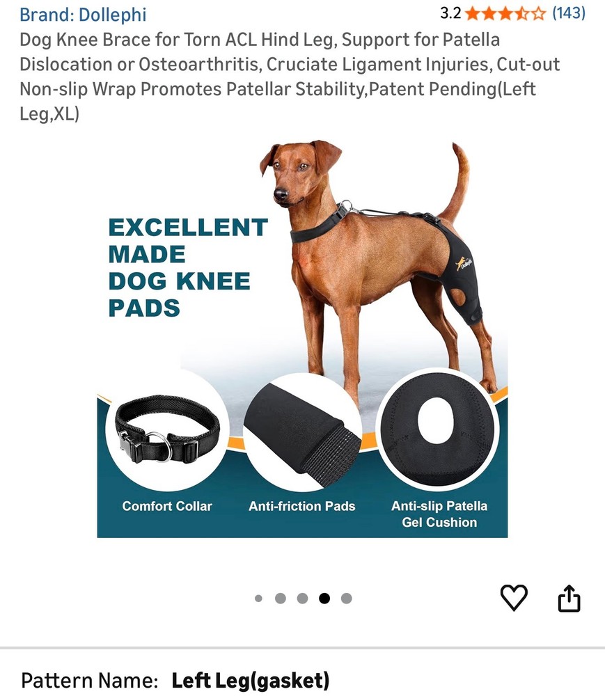 Dollephi dog left rear knee brace size XL