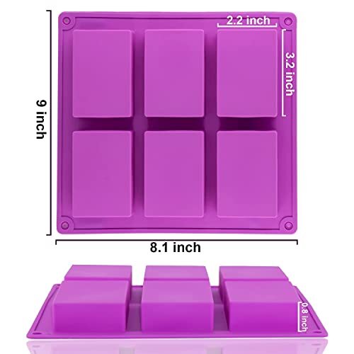 3 Pack Rectangular Silicone Soap Mold Tray Cake Cookie Making Molds, 6 Cavities
