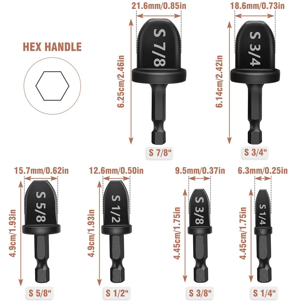 8PCS Copper Pipe Cutter Expander Drill Bit Tools Set Swaging HVAC Deburring US