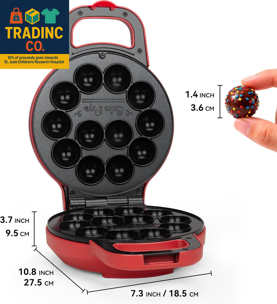Flip Cake Pop Maker Machine with Ceramic Coating, Make 12 X 1.4 Inch Cake Pops,