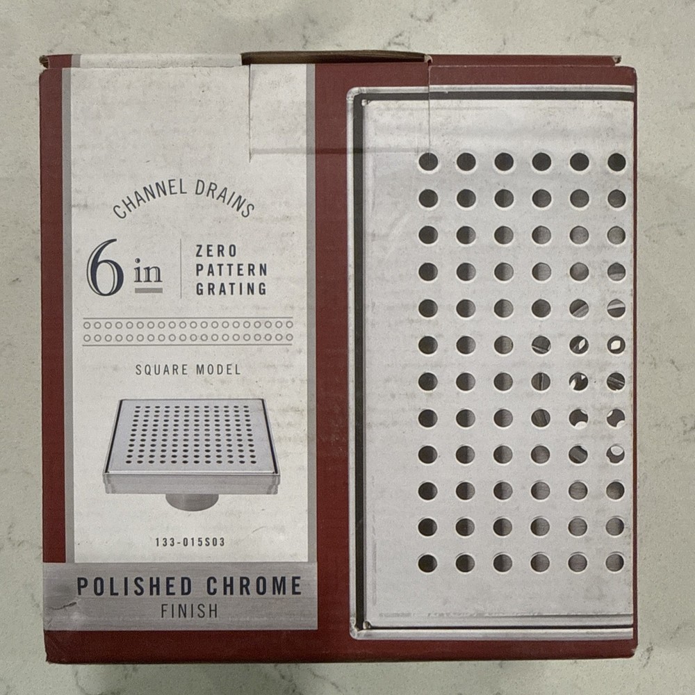 B&K 6-in Chrome Square Zero Pattern Shower Drain