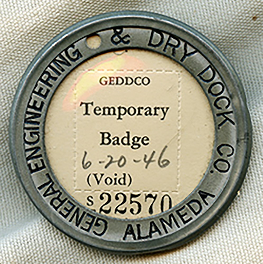 WWI Home Front Ship Building Temp Worker ID Badge from General Engineering