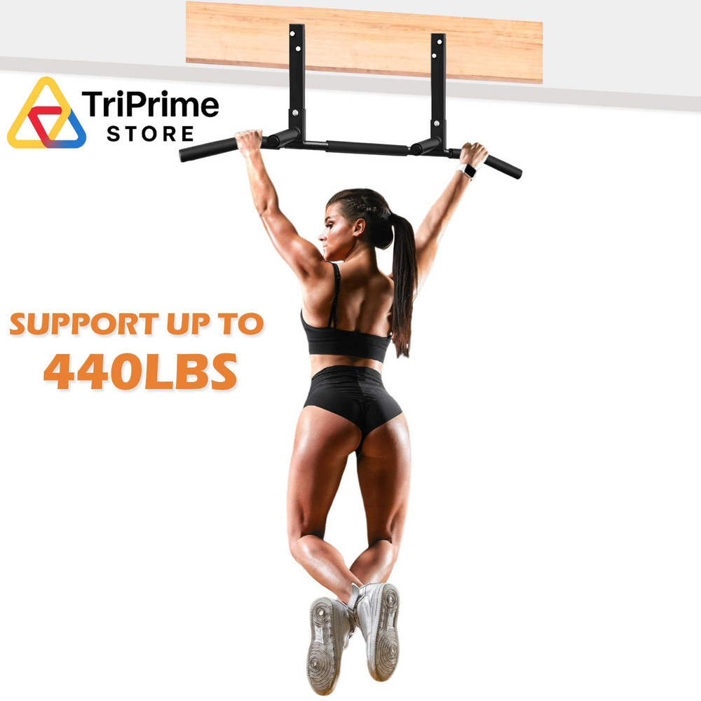 ATENTO Joist Mount Pull Up Bar, Multi-Handle Ceiling Chin Black