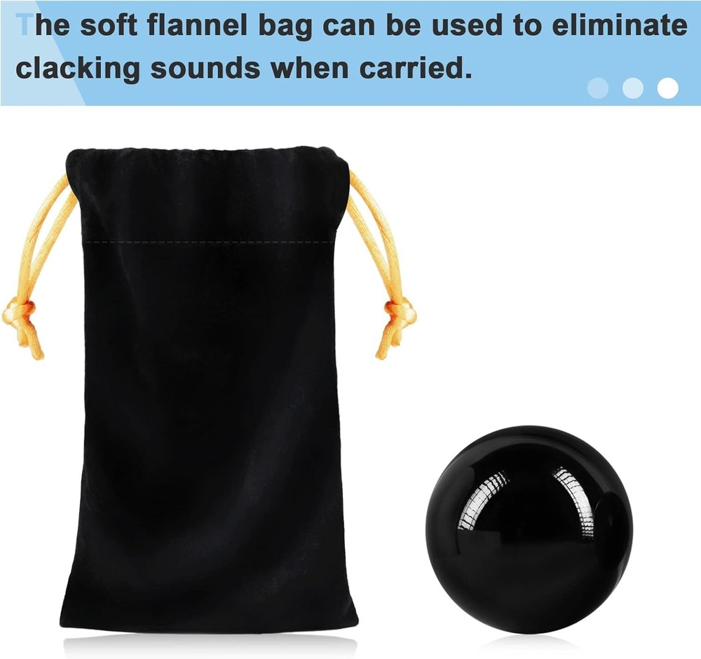 Black Obsidian 2-Inch Baoding Balls for Hand Exercise & Relaxation