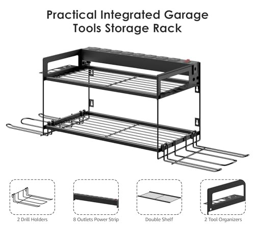 Garage Tools Storage with Charging Station. Power Tool Battery Small 2 Layer