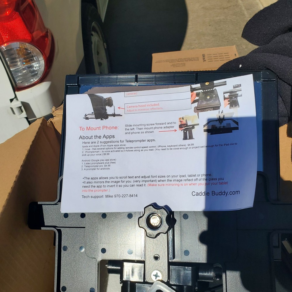 Caddie Buddy Easy Teleprompter Uses iPad, Tablet