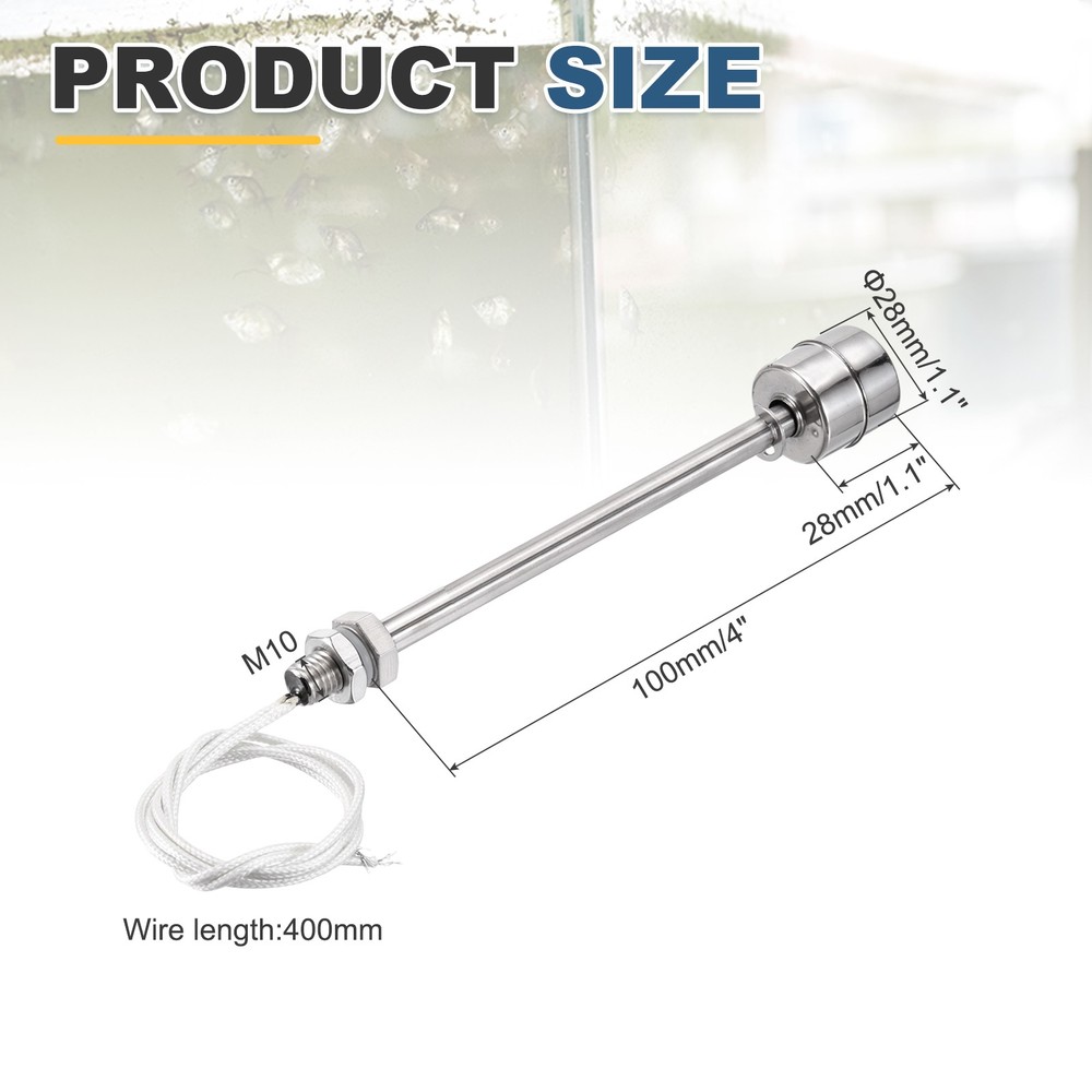 Float Switch 100mm Rod 0.5A Vertical Single Float for Pump/Alarm 1 Pcs