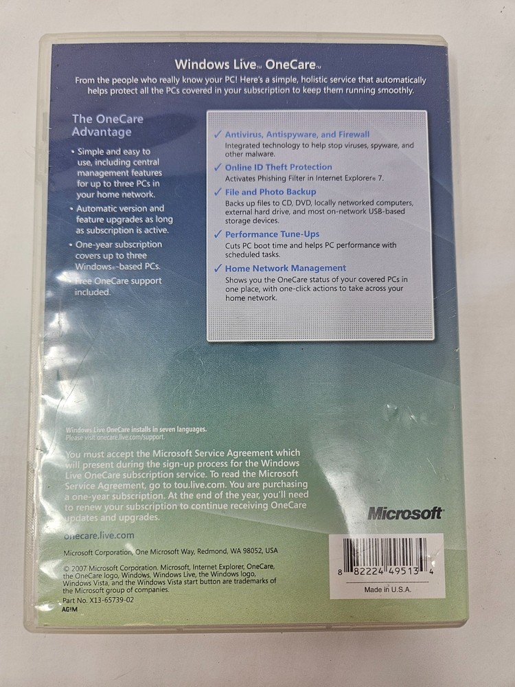 Windows Live One Care Microsoft Antivirus PC 2007