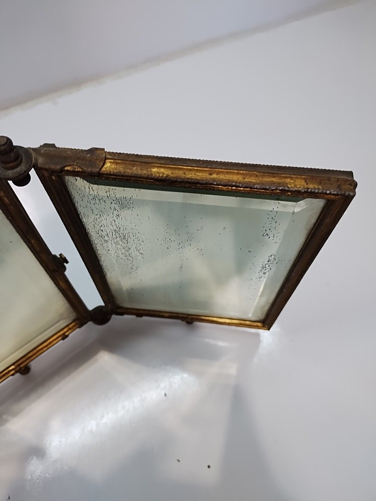 vitage brass triptych folding mirror