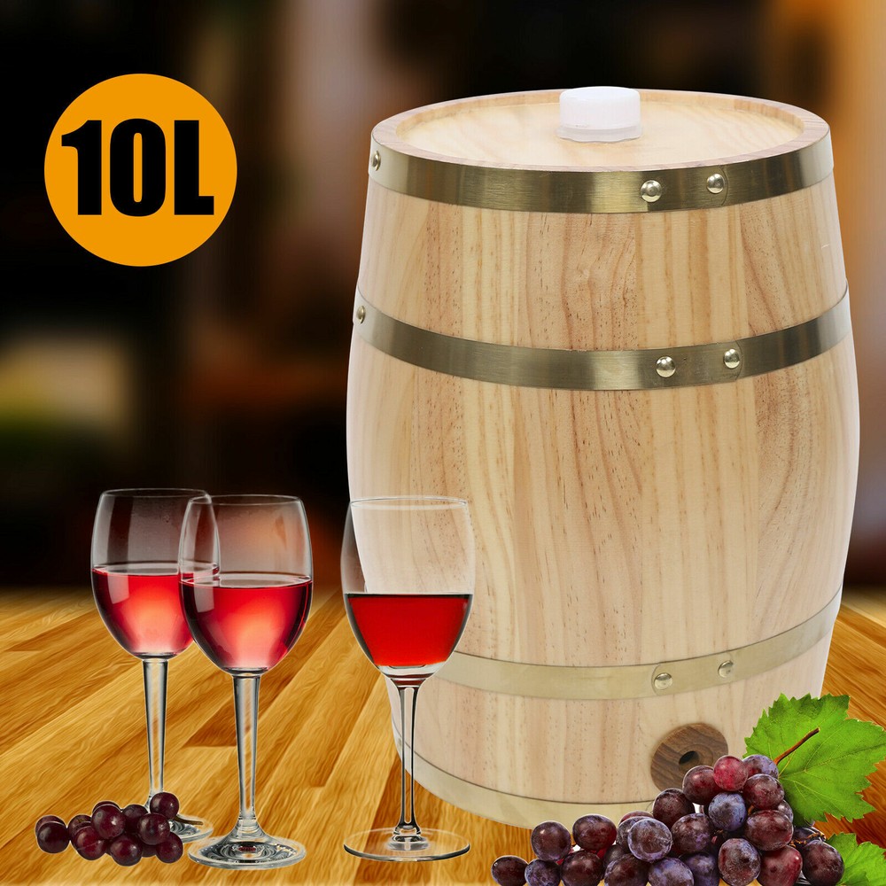 10L Pine Wood Barrel for Wine & Whiskey Storage - Stylish & Durable