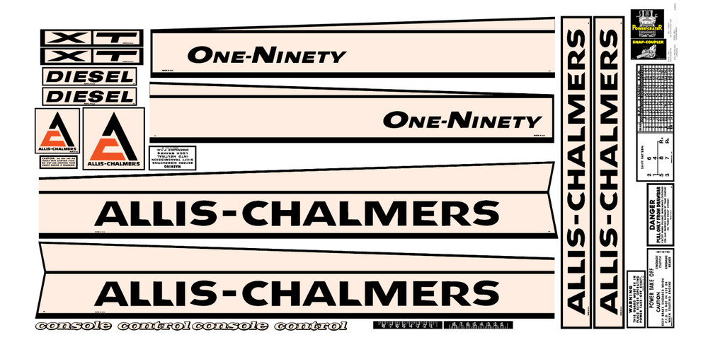 Allis Chalmers 190 XT Early Model Complete Decal Set