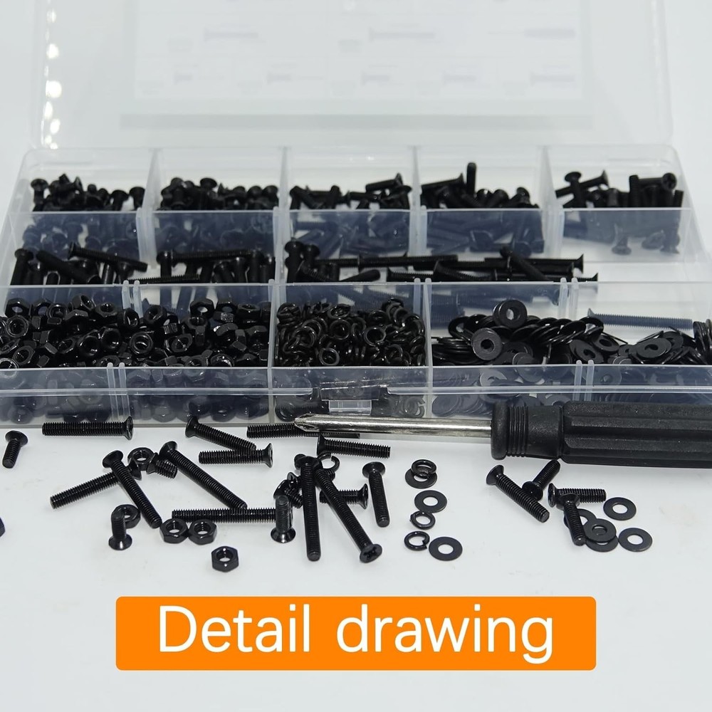 1001 Pcs M3 Countersunk Screws Assortment Kit, Flat Head Machine Screws Phillips