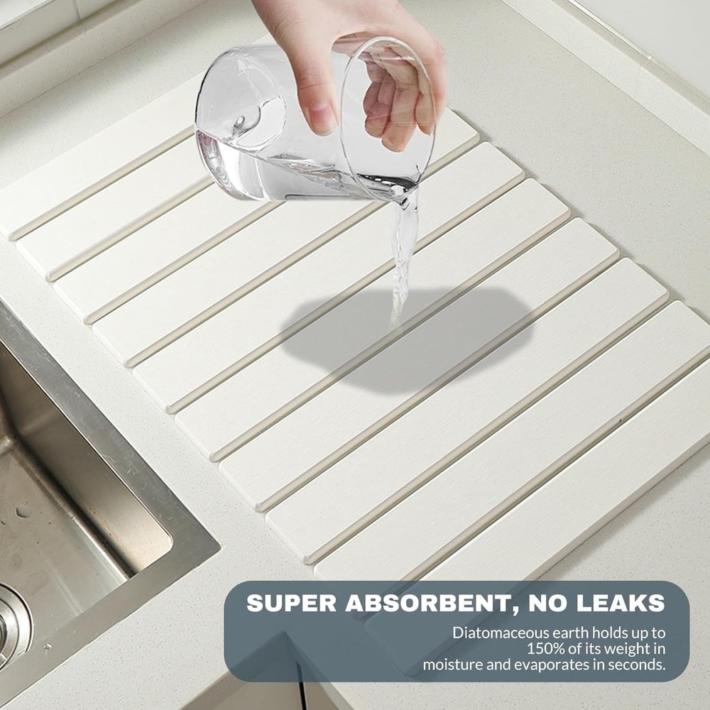 Large Stone Dish Drying Mats for Kitchen Counter, Quick Dry Absorbent