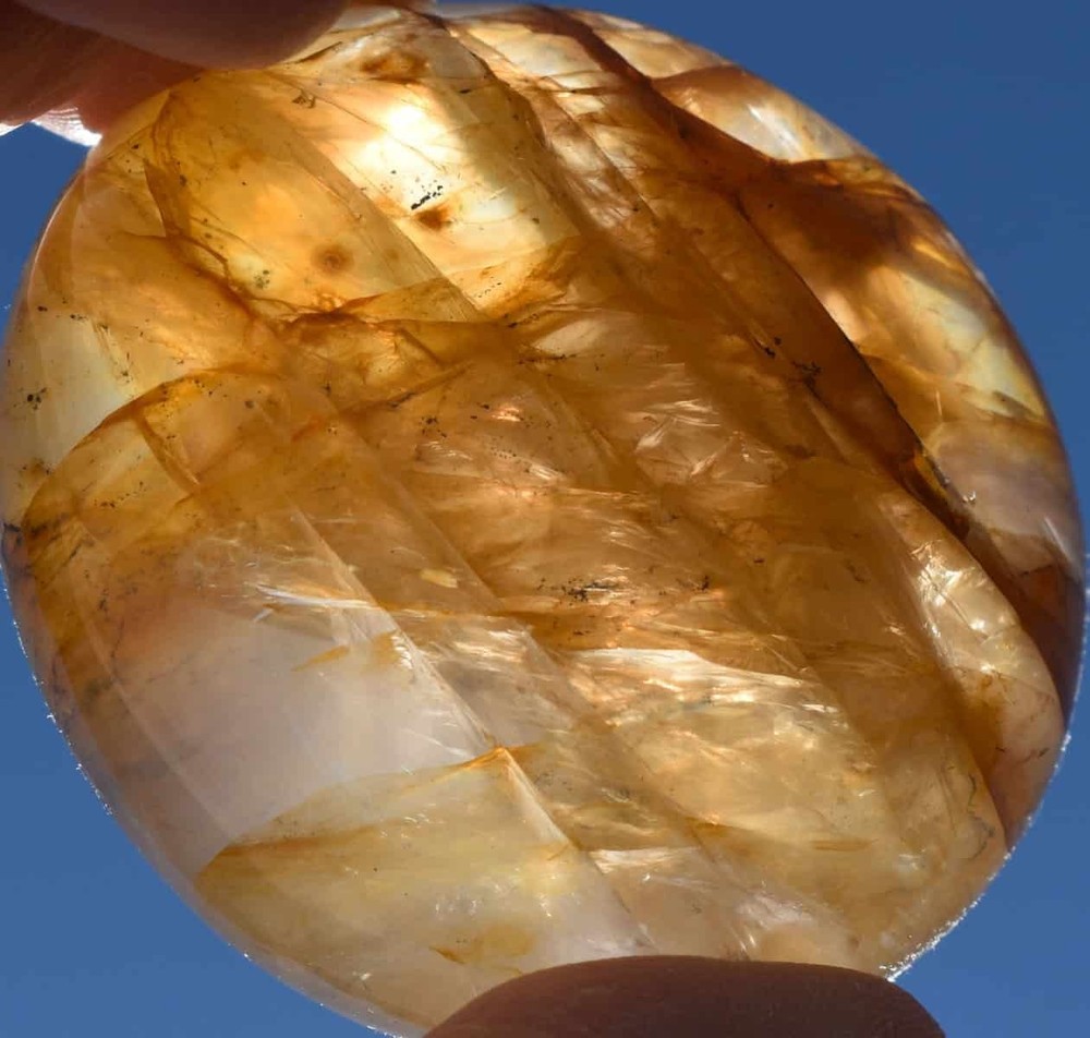 Yellow Hematoid Quartz Palm Stone #13