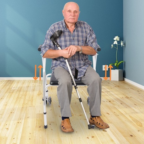 Adjustable Height Walker Folding Walker Floorstanding Foldable Chair 48-58cm