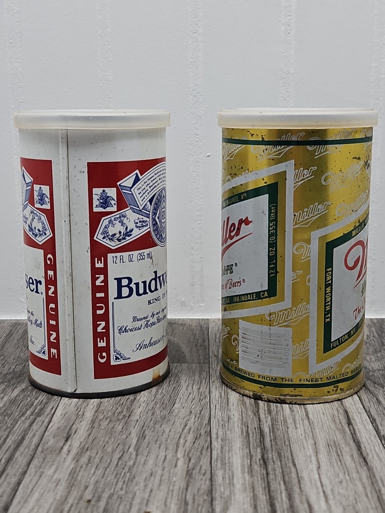 Budweiser & Miller High Life Handkerchief Cans Empty
