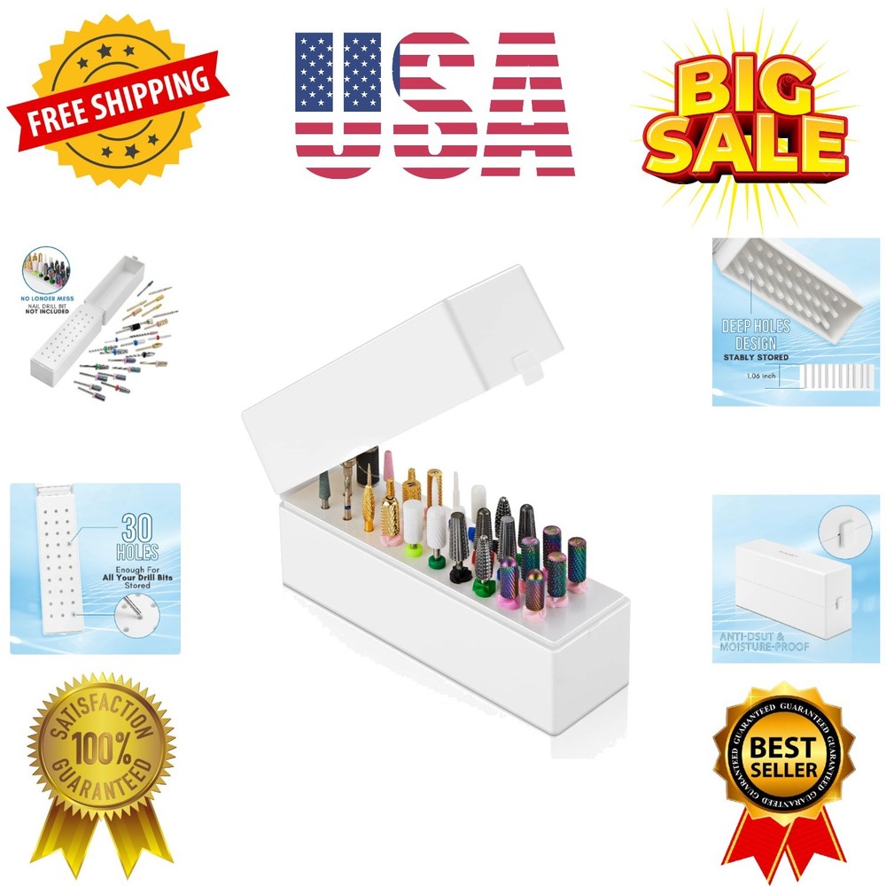 Nail Drill Bits Holder,Dustproof Stand Displayer Organizer Container Case 30 ...