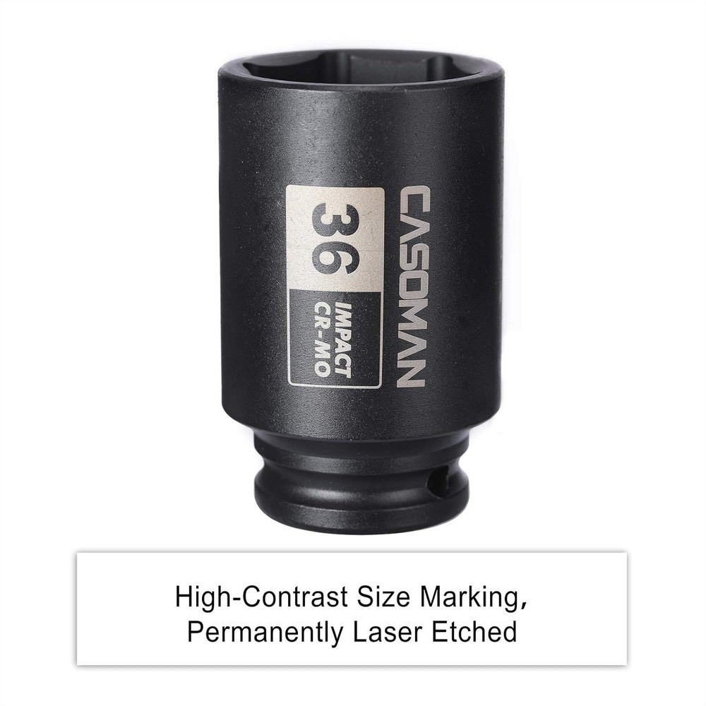 1/2" Drive x 36mm Deep Impact Socket 6PT Socket – Dado de Impacto 6 Puntas CR-MO
