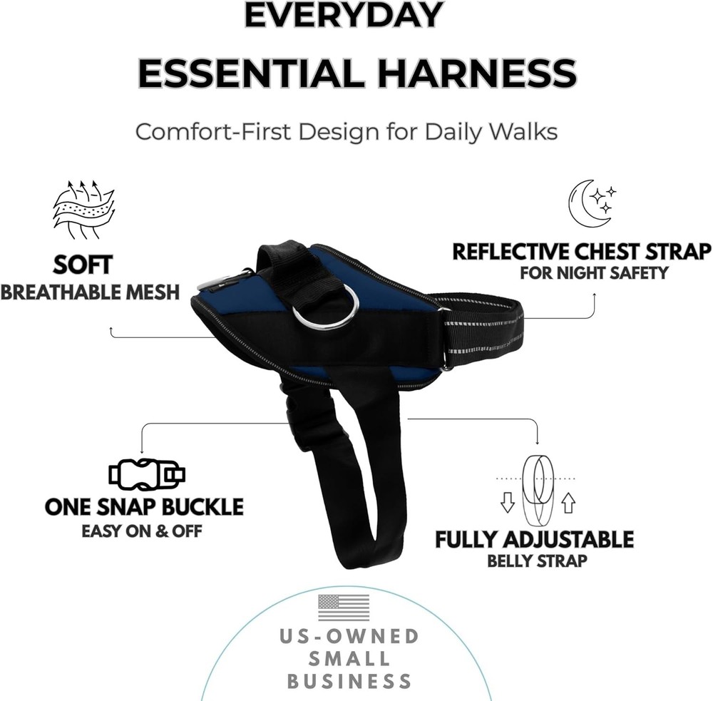 No-Pull Harness for Dogs - Adjustable, Reflective, Medium, Pacific Blue