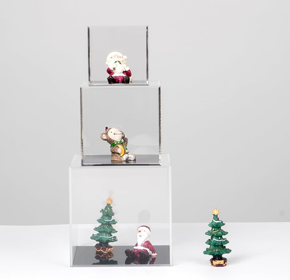 Transparent Acrylic Square Cube Containers with Lid Storage Boxes, Action Fig...